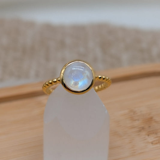 Mondstein Ring 925er Silber vergoldet (Größe 54) [B]