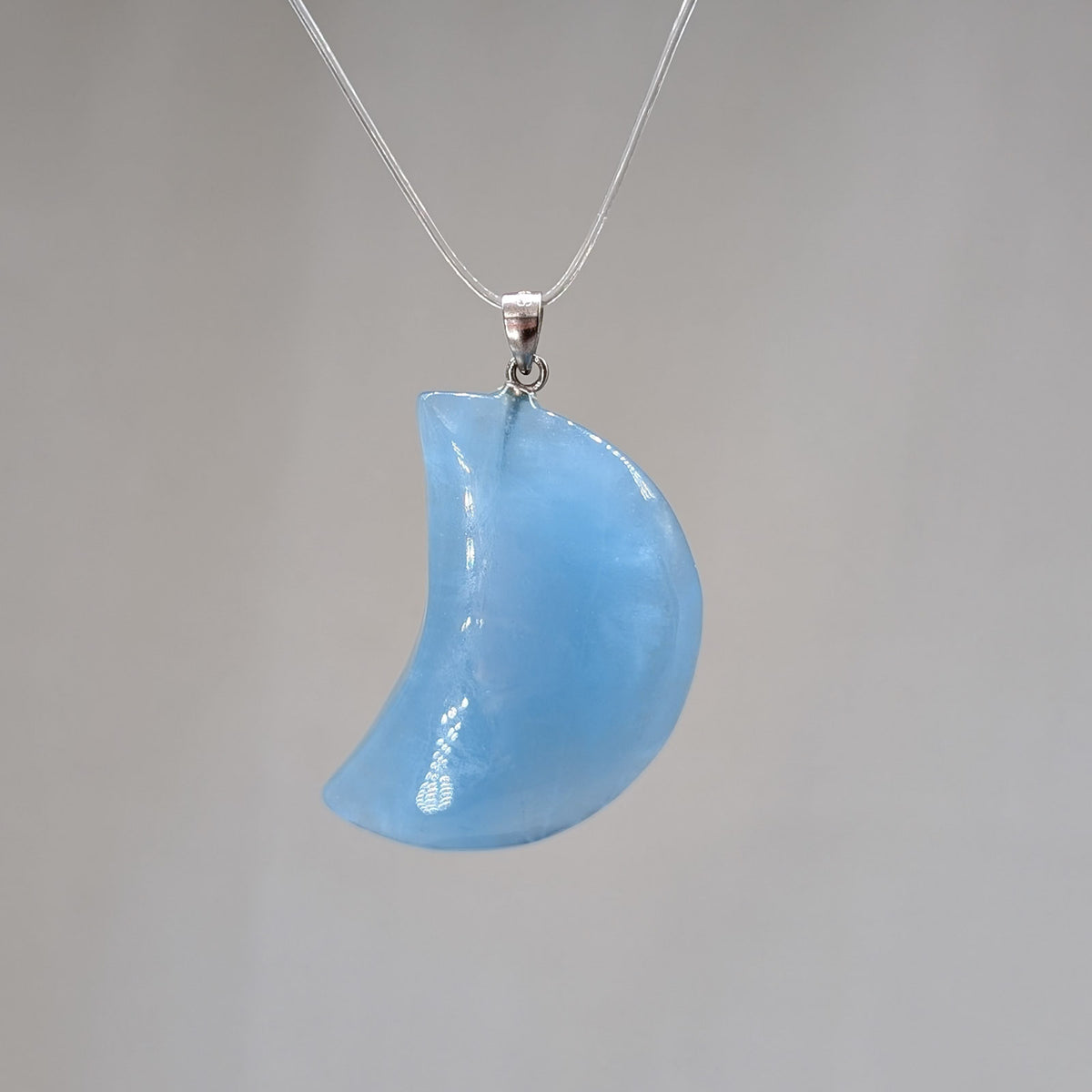 Aquamarin Kettenanhänger Mond, 925er Silber [A]