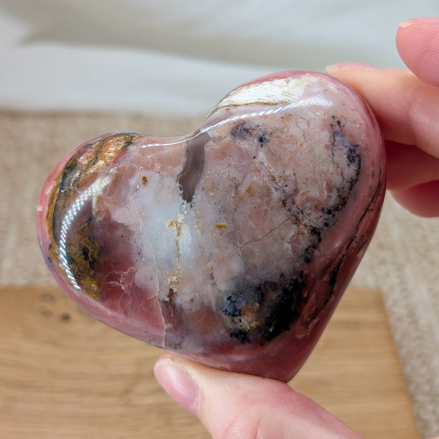 Erdbeer Pink Opal Herz [F]