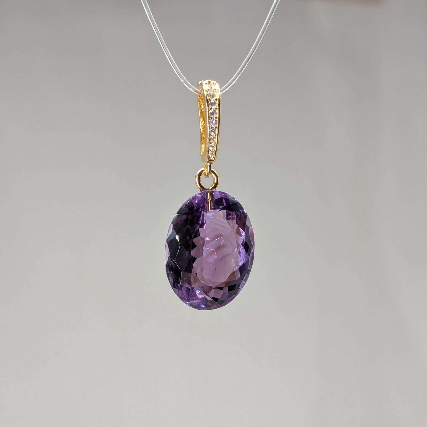 Phantom Amethyst Kettenanhänger facettiert, vergoldet [J]