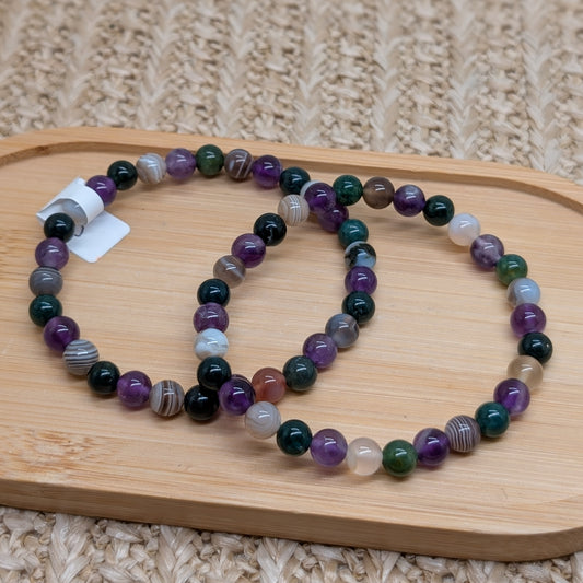 Amethyst Moosachat Botswana Achat Armband 6 mm