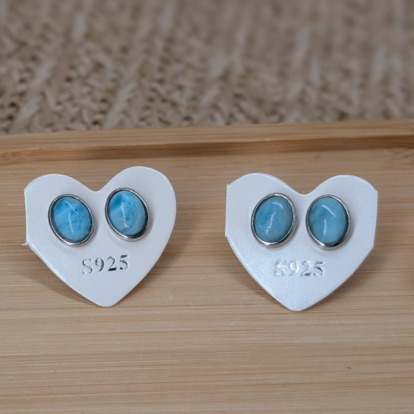 Larimar Ohrstecker, 925er silber