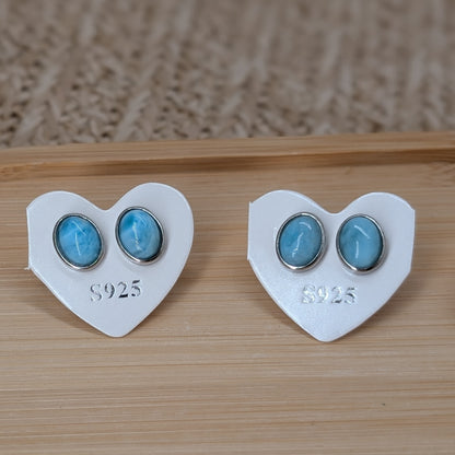 Larimar Ohrstecker, 925er silber