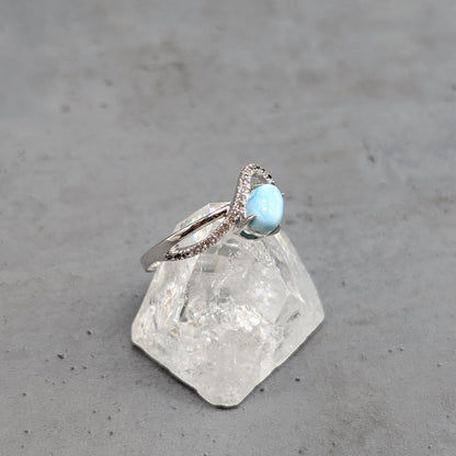 Larimar Ring mit Naturtopas, 925er Silber [Größe 60]