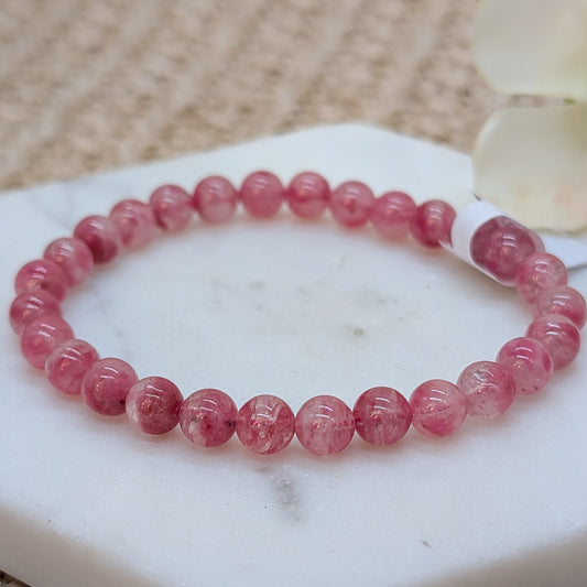 Rhodonit in Quarz Armband 6 mm