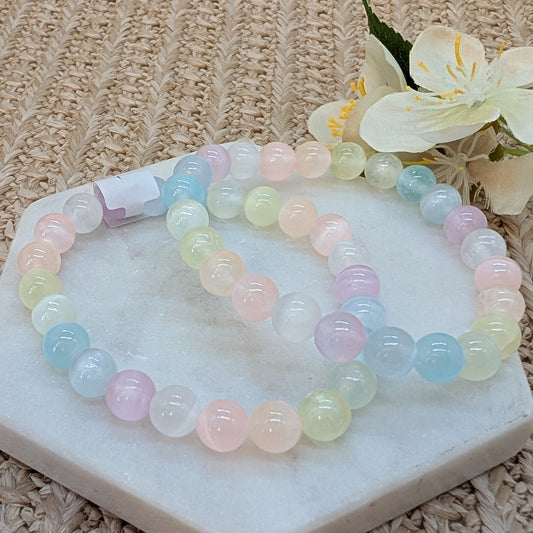 Buntes Selenit Armband gefärbt 8 mm