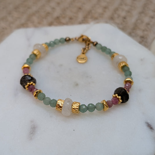 Aventurin und pinker Turmalin facettiert Armband