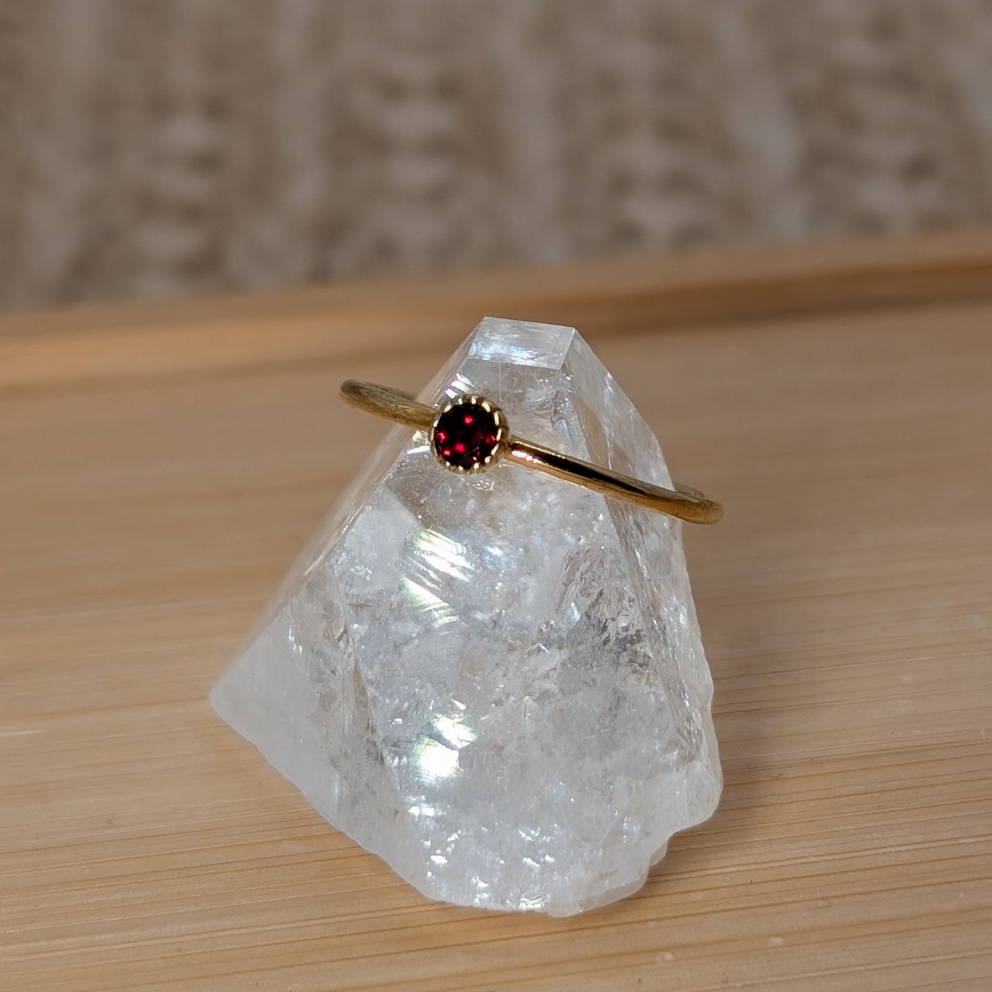 Granat Krönchen Ring 925er Silber vergoldet