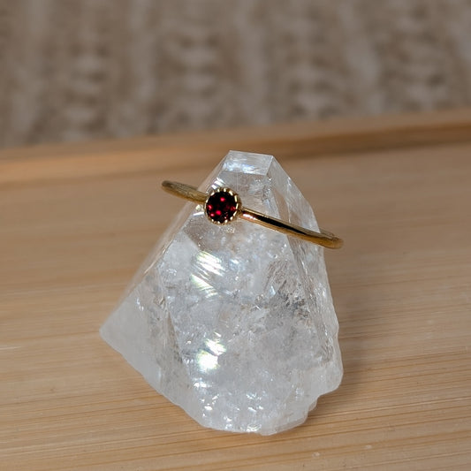 Granat Krönchen Ring 925er Silber vergoldet