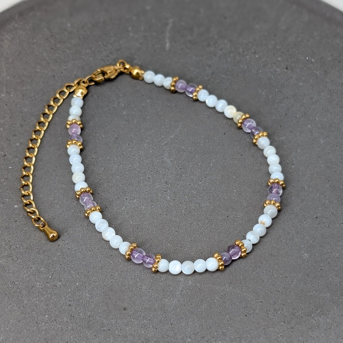 Perlmutt Amethyst Armband 3 mm