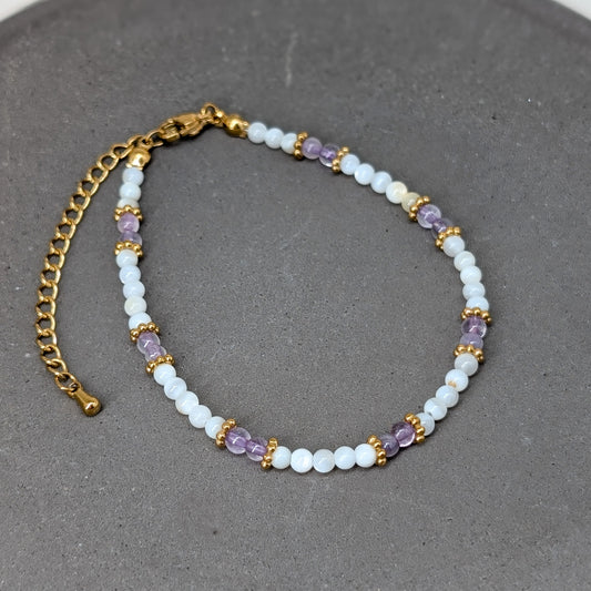 Perlmutt Amethyst Armband 3 mm