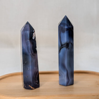 Blauer Blumenachat Turm [A+B]
