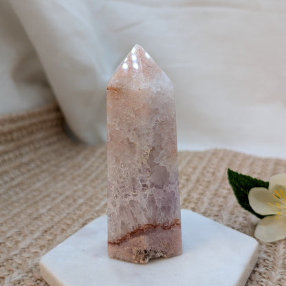 Druzy funkelnder Blumenachat Turm [A1]