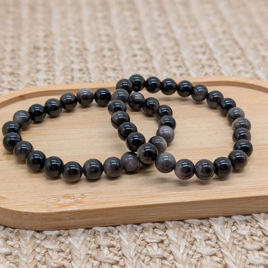 Silber Obsidian Armband 8 mm