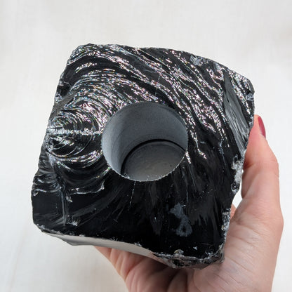 Obsidian Rohstein Teelichthalter [B]