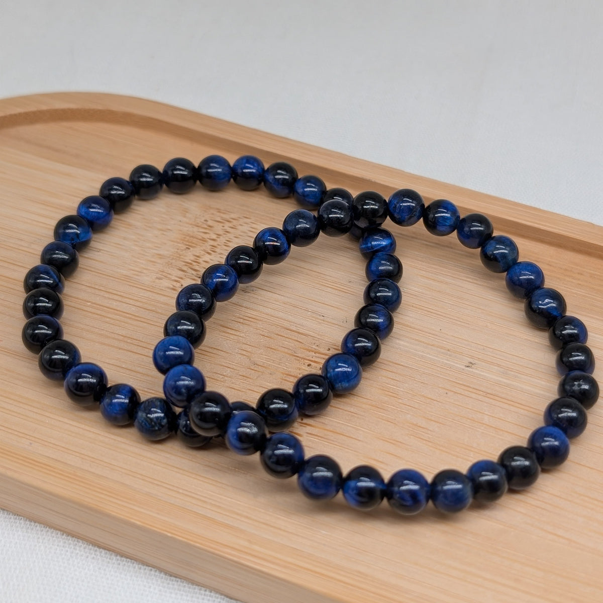 Tigerauge dunkelblau Armband 6 mm