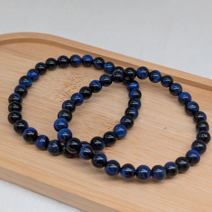 Tigerauge dunkelblau Armband 6 mm