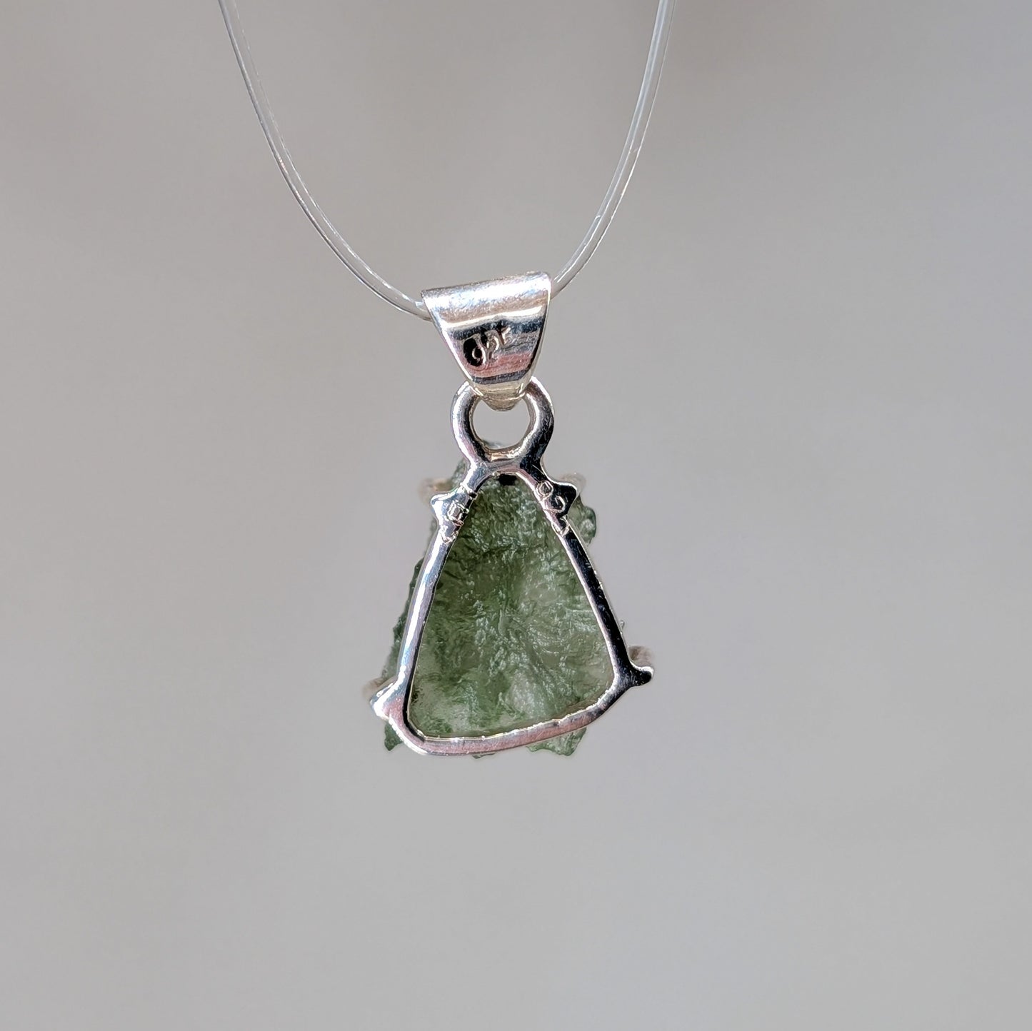 Moldavit Kettenanhänger, 925er Silber [B]