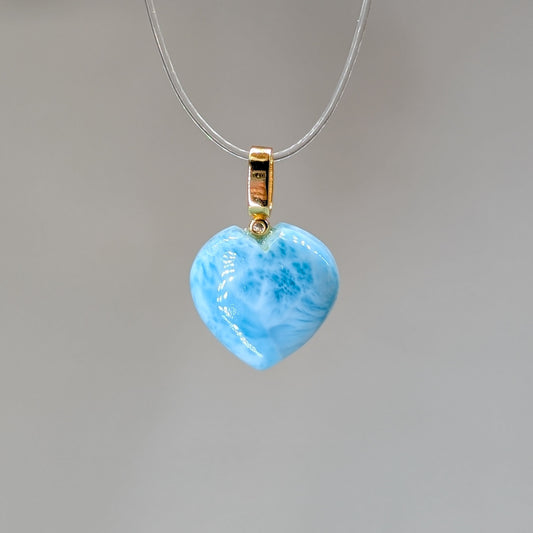 Larimar Kettenanhänger Herz, vergoldet [C]