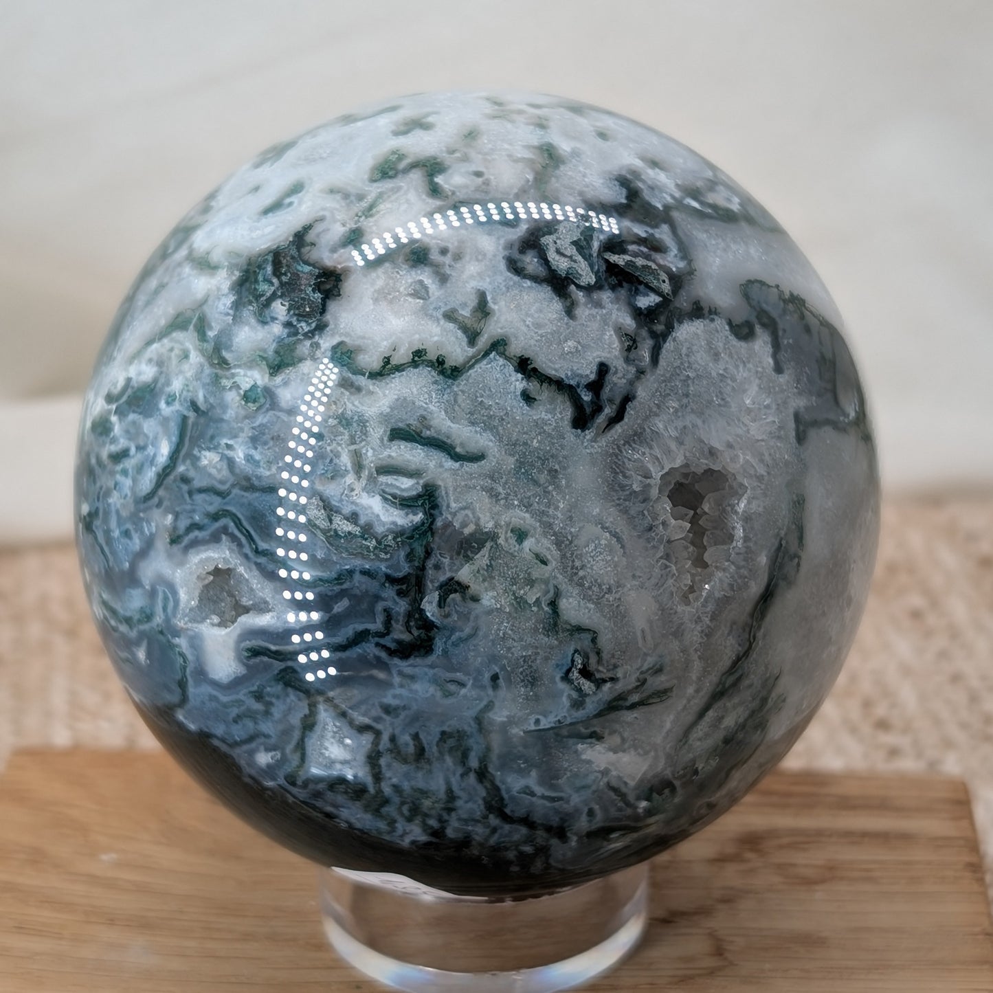 XL Druzy Moosachat Kugel