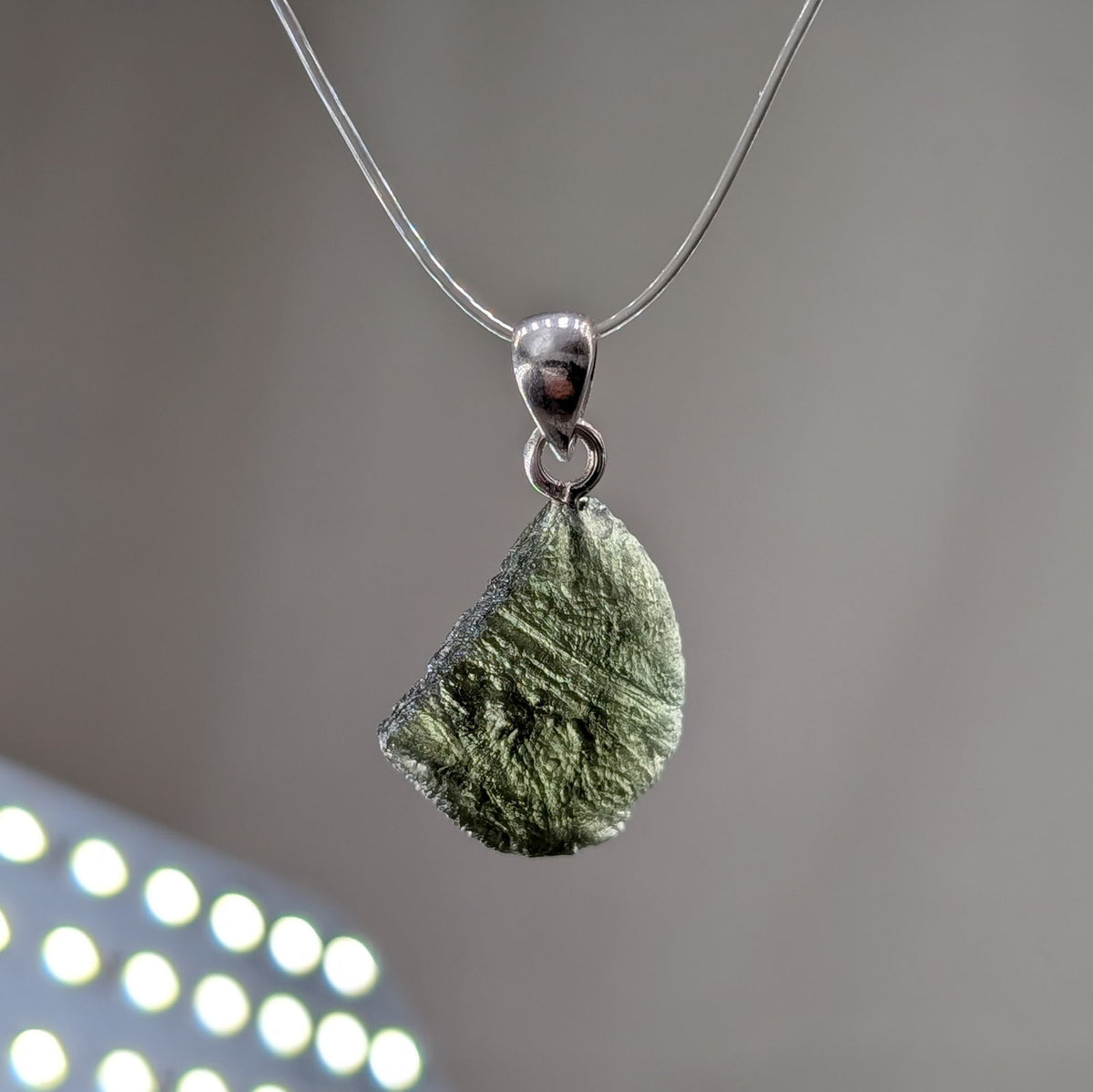 Moldavit Kettenanhänger, 925er Silber [M]