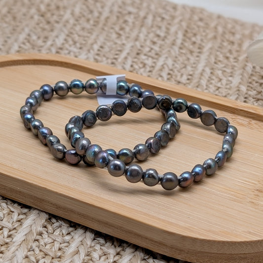 Dunkle Zuchtperle Armband 6mm