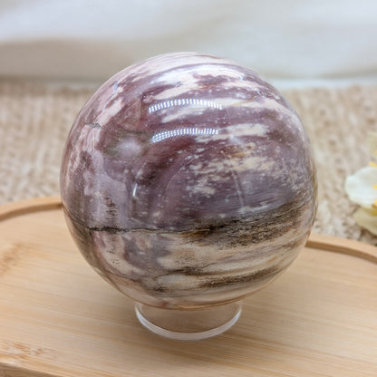 Rosa Versteinertes Holz Kugel [VK]