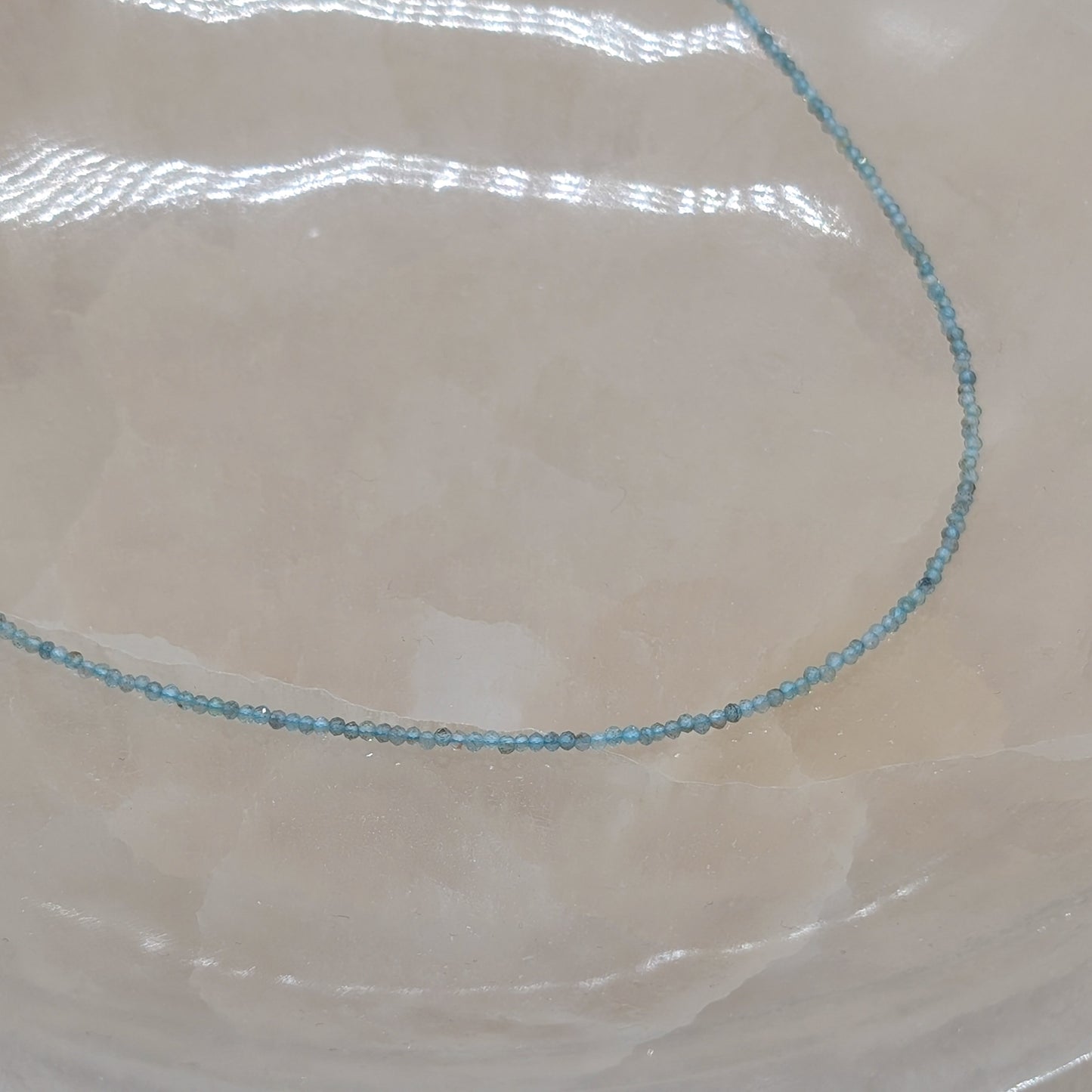 Apatit Halskette facettiert, 925er silber, 2 mm