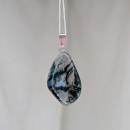 Moosachat Kettenanhänger, 925er Silber [S]