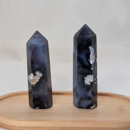 Blauer Blumenachat Turm [A+B]
