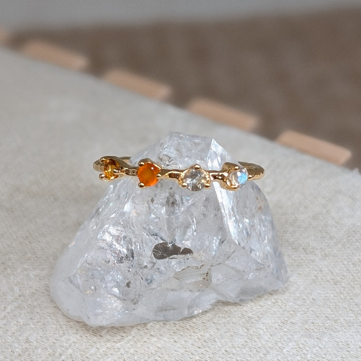 Little Sparkle Ring 925er Silber vergoldet [Citrin, Labradorit, Karneol]