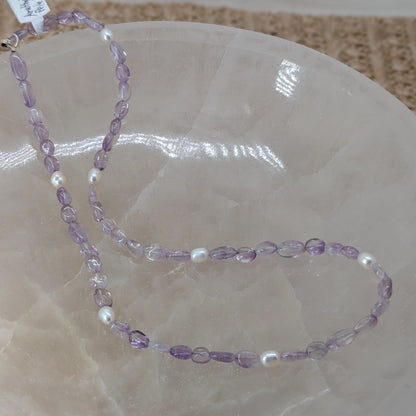 Amethyst Süßwasserperle Halskette 925 Silber