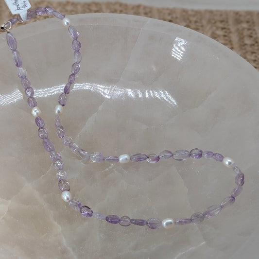 Amethyst Süßwasserperle Halskette 925 Silber