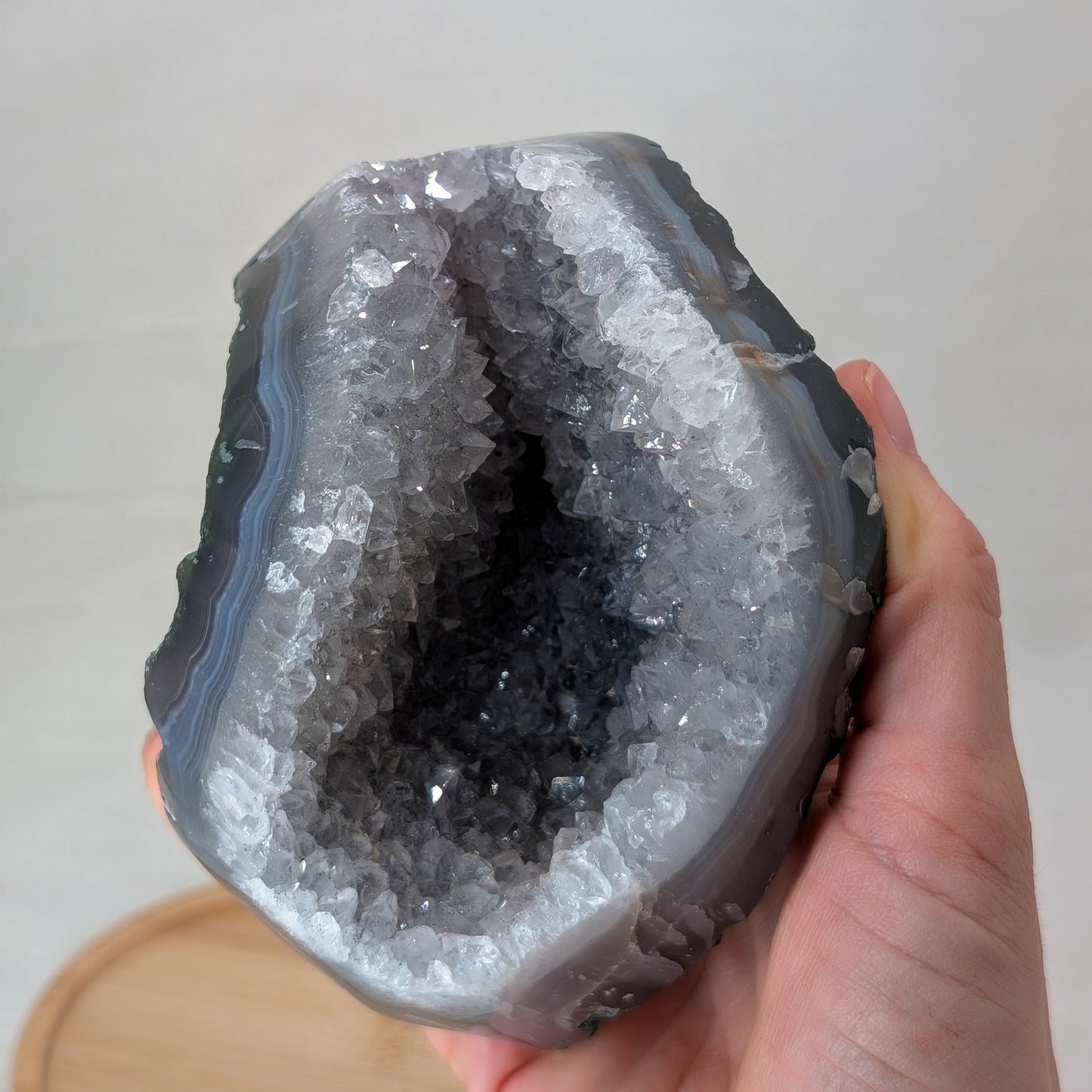 Druzy Achat Rohstein / Geode [F]