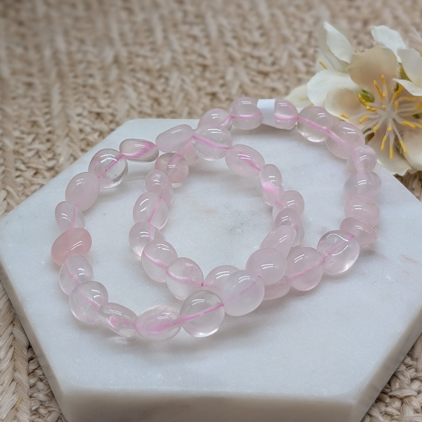 Rosenquarz Nugget Armband