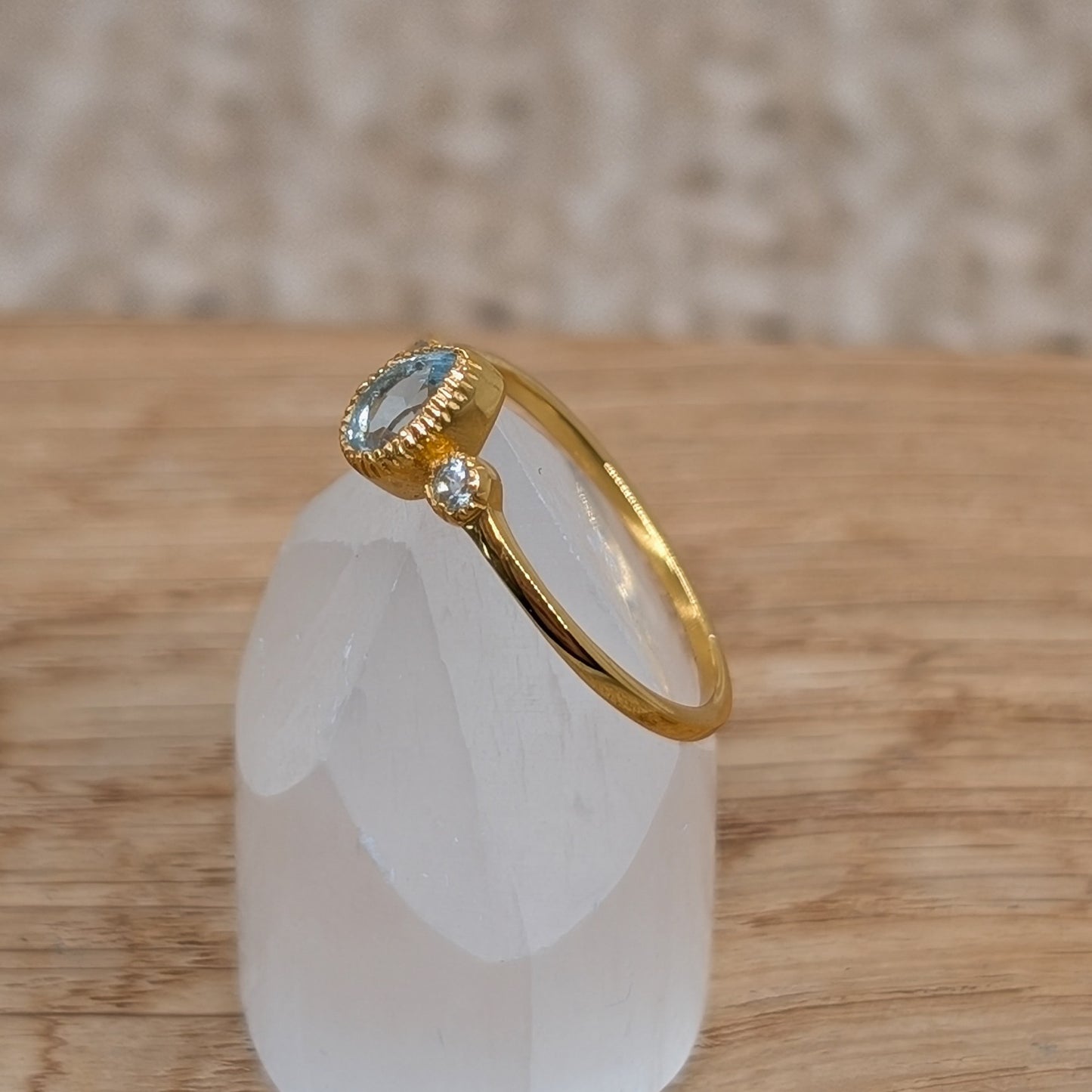 Topas Tropfen Ring 925er Silber vergoldet