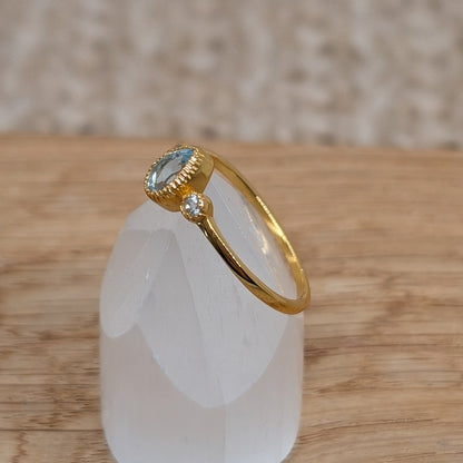 Topas Tropfen Ring 925er Silber vergoldet