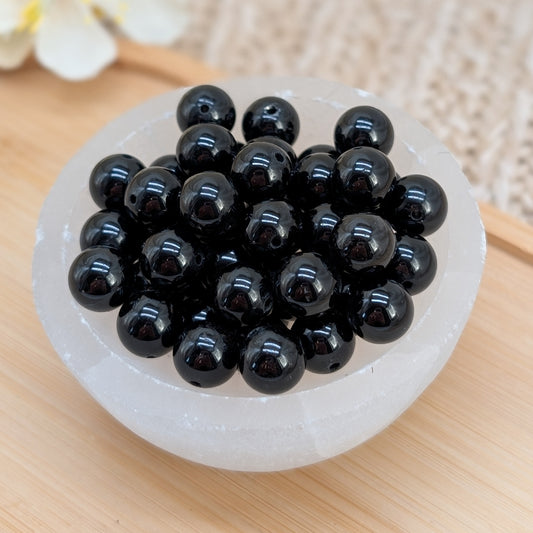 Schwarzer Turmalin Edelsteinperle 8 mm